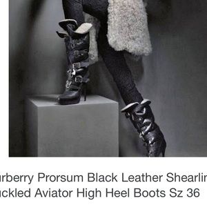 Burberry shearling leather Prorsum Aviator boots